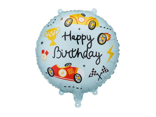 Cars Round Happy Birthday Foil Balloon 35 cm - Confetti Party Store Balloons Limassol