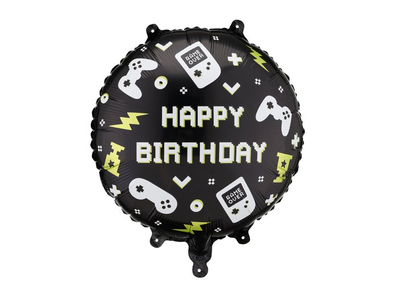 Gaming Round Happy Birthday Foil Balloon 35 cm - Confetti Party Store Balloons Limassol