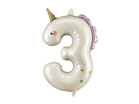 Unicorn Number 3 Foil Balloon 93 cm - Confetti Party Store Balloons Limassol
