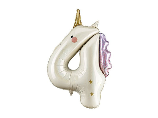 Unicorn Number 4 Foil Balloon 93 cm - Confetti Party Store Balloons Limassol
