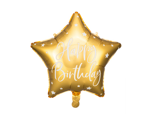 Star Happy Birthday Foil Balloon Gold 40cm - Confetti Party Store Balloons Limassol