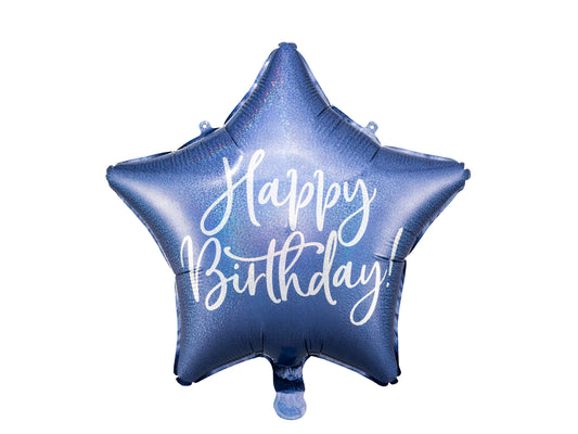 Star Happy Birthday Foil Balloon Navy Blue 40cm - Confetti Party Store Balloons Limassol