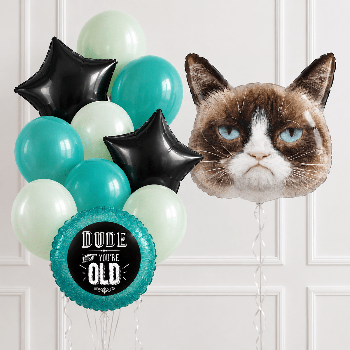Grumpy Cat Birthday Helium Balloon Set - Confetti Party Store Balloons Limassol
