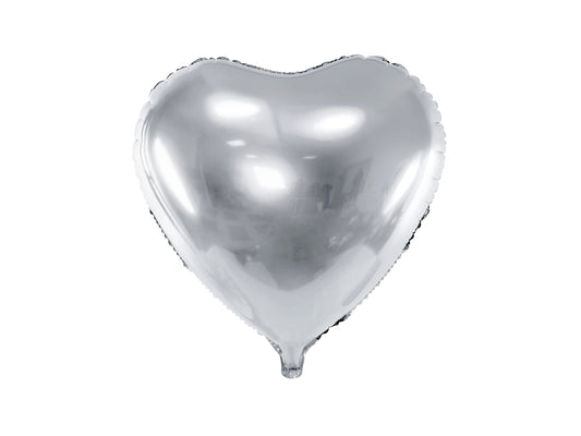 Heart Foil Balloon Silver 61cm