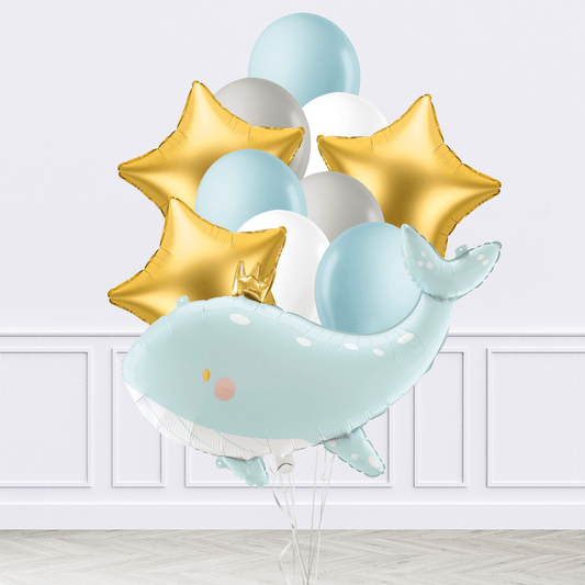 Sky Blue Whale Inflated Balloon Package - Confetti Party Store