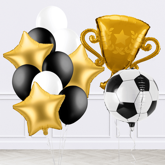 Trophy and Soccer Ball Inflated Balloon Package - Confetti Party Store