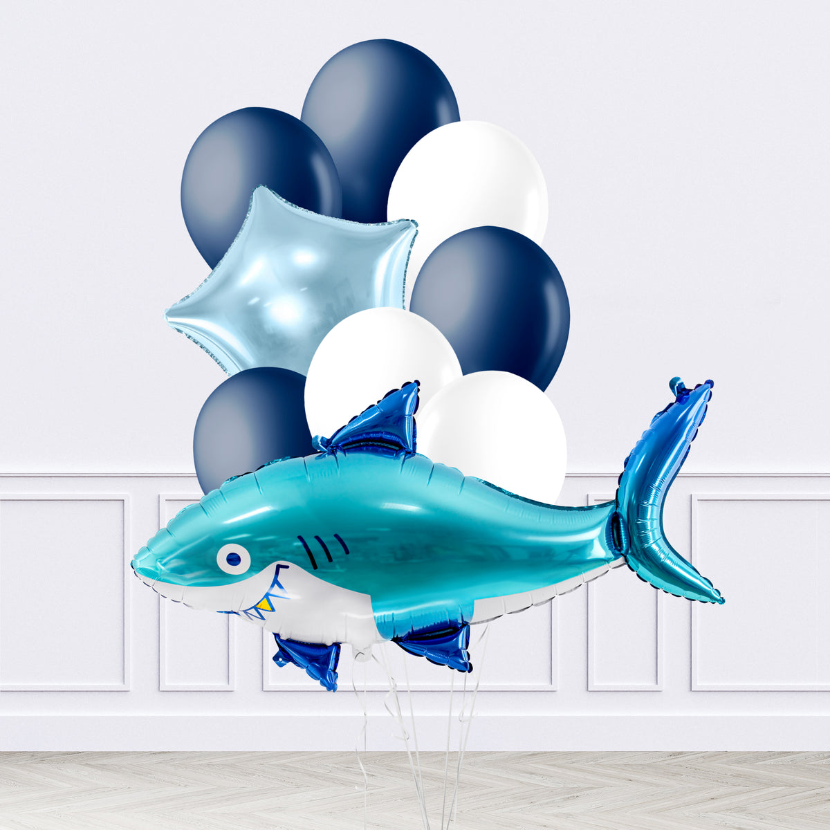 Blue Shark Balloon Inflated Balloon Package
