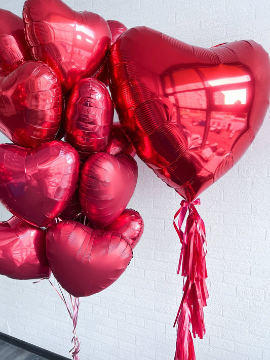 Giant Heart Balloon with Tassel and set of Red Hearts - Confetti Party Store Balloons Limassol
