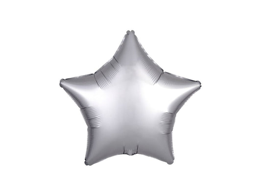 Star Foil Balloon Silk Lustre Silver 46cm