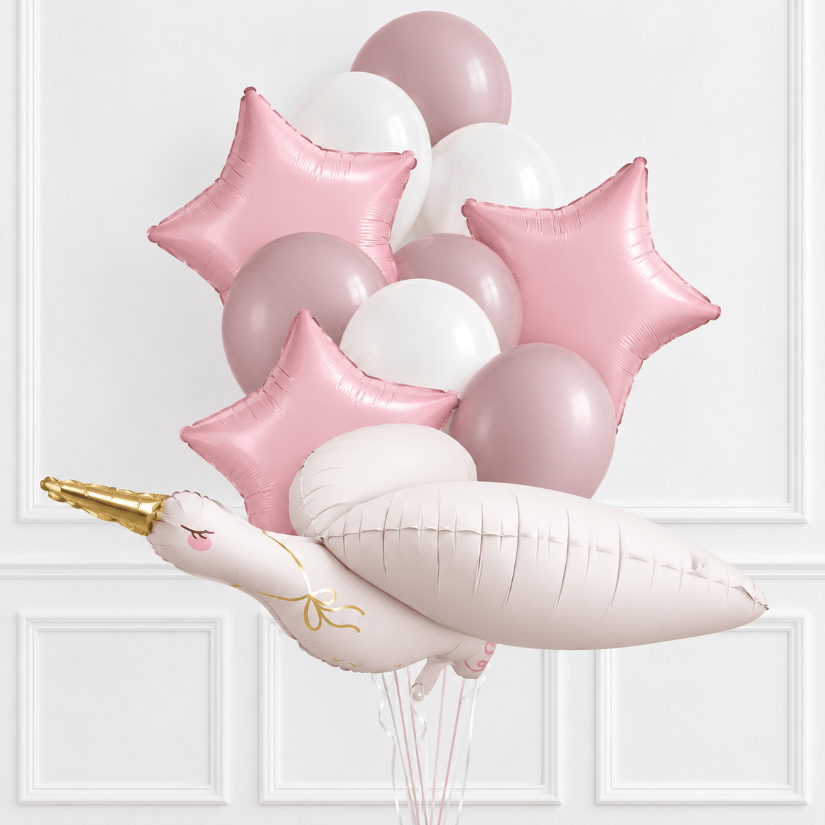 Pink Stork Baby Shower Helium Balloon Set - Confetti Party Store Balloons Limassol