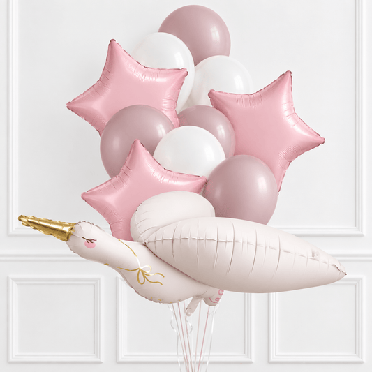 Pink Stork Baby Shower Helium Balloon Set - Confetti Party Store Balloons Limassol
