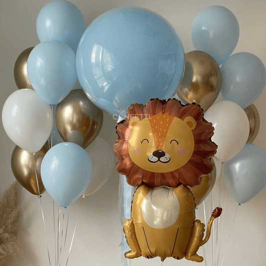 Lion Balloon Set with Personalised Bubble 60 - Confetti Party Store Balloons Limassol