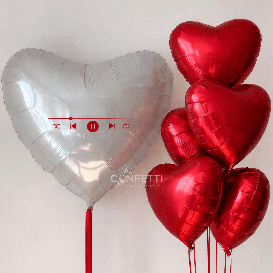 Valentine’s Music Heart Balloons Set 5 - Confetti Party Store Balloons Limassol