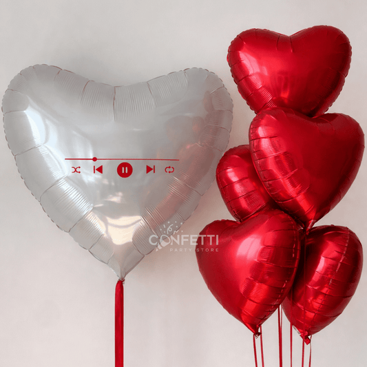 Valentine’s Music Heart Balloons Set 5 - Confetti Party Store Balloons Limassol