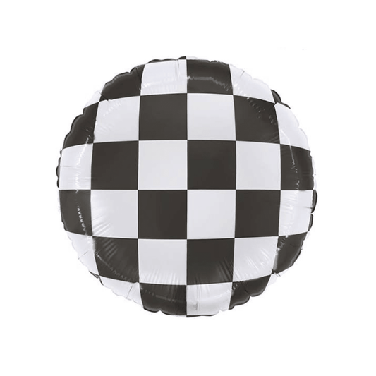 Black and White Checkered Foil Balloon 45 cm - Confetti Party Store Balloons Limassol