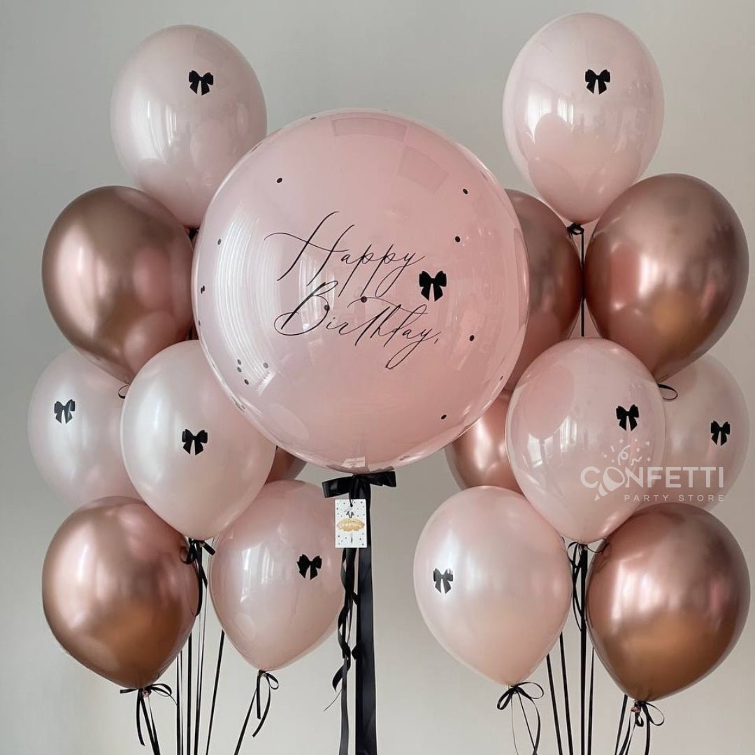 Rosewood Elegance Inflated Balloon Package - Confetti Party Store Balloons Limassol