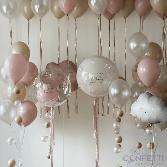 Welcome Home Baby Girl – Dreamy Balloon Set - Confetti Party Store Balloons Limassol