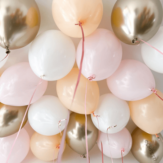 20 Peach, pink, gold, white - Confetti Party Store Balloons Limassol