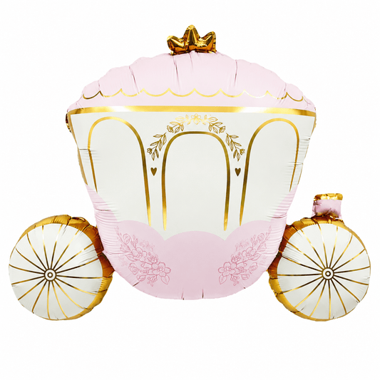 Princess Carriage Pink and Gold Foil Balloon 86cm - Confetti Party Store Balloons Limassol