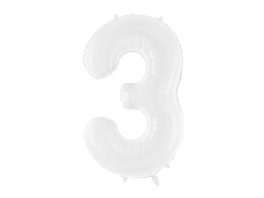 Number 3 Foil Balloon White 86cm - Confetti Party Store Balloons Limassol