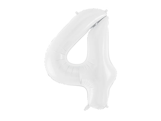 Number 4 Foil Balloon White 86cm - Confetti Party Store Balloons Limassol