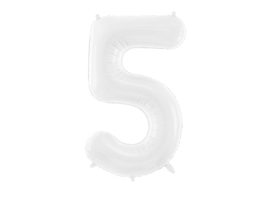 Number 5 Foil Balloon White 86cm - Confetti Party Store Balloons Limassol