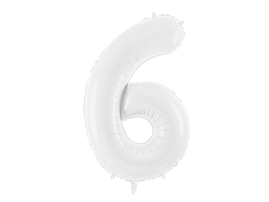 Number 6 Foil Balloon White 86cm - Confetti Party Store Balloons Limassol