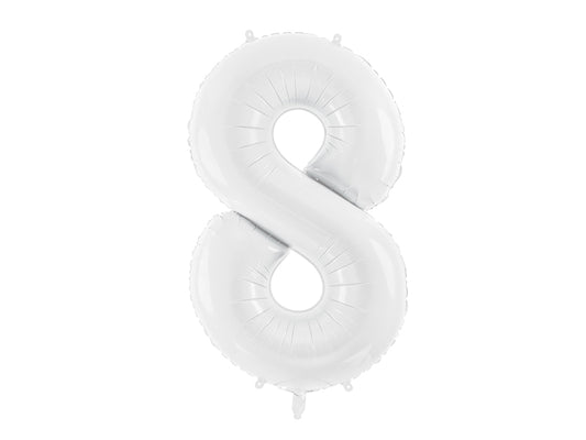 Number 8 Foil Balloon White 86cm - Confetti Party Store Balloons Limassol