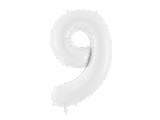Number 9 Foil Balloon White 86cm - Confetti Party Store Balloons Limassol
