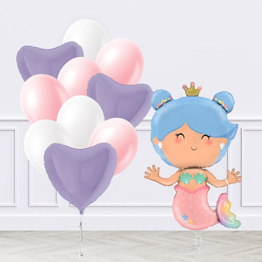 Mermaid Princess Inflated Balloon Package
