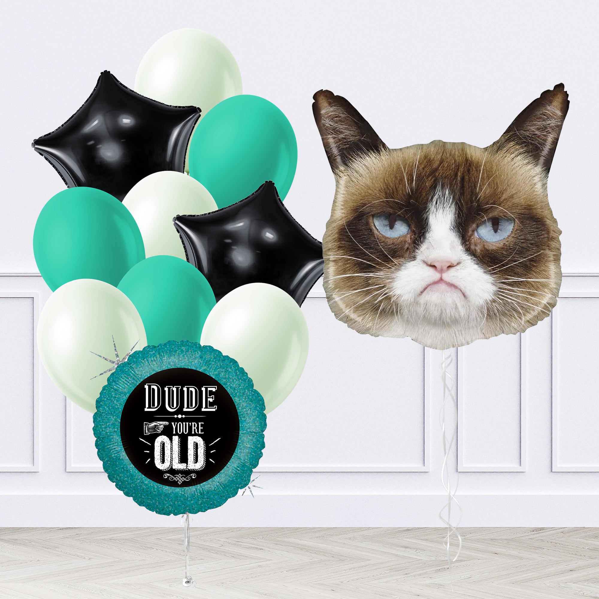 Grumpy Cartoon Baloon Grumpy Cat Birthday Inflated Balloon Package - Confetti Party Store